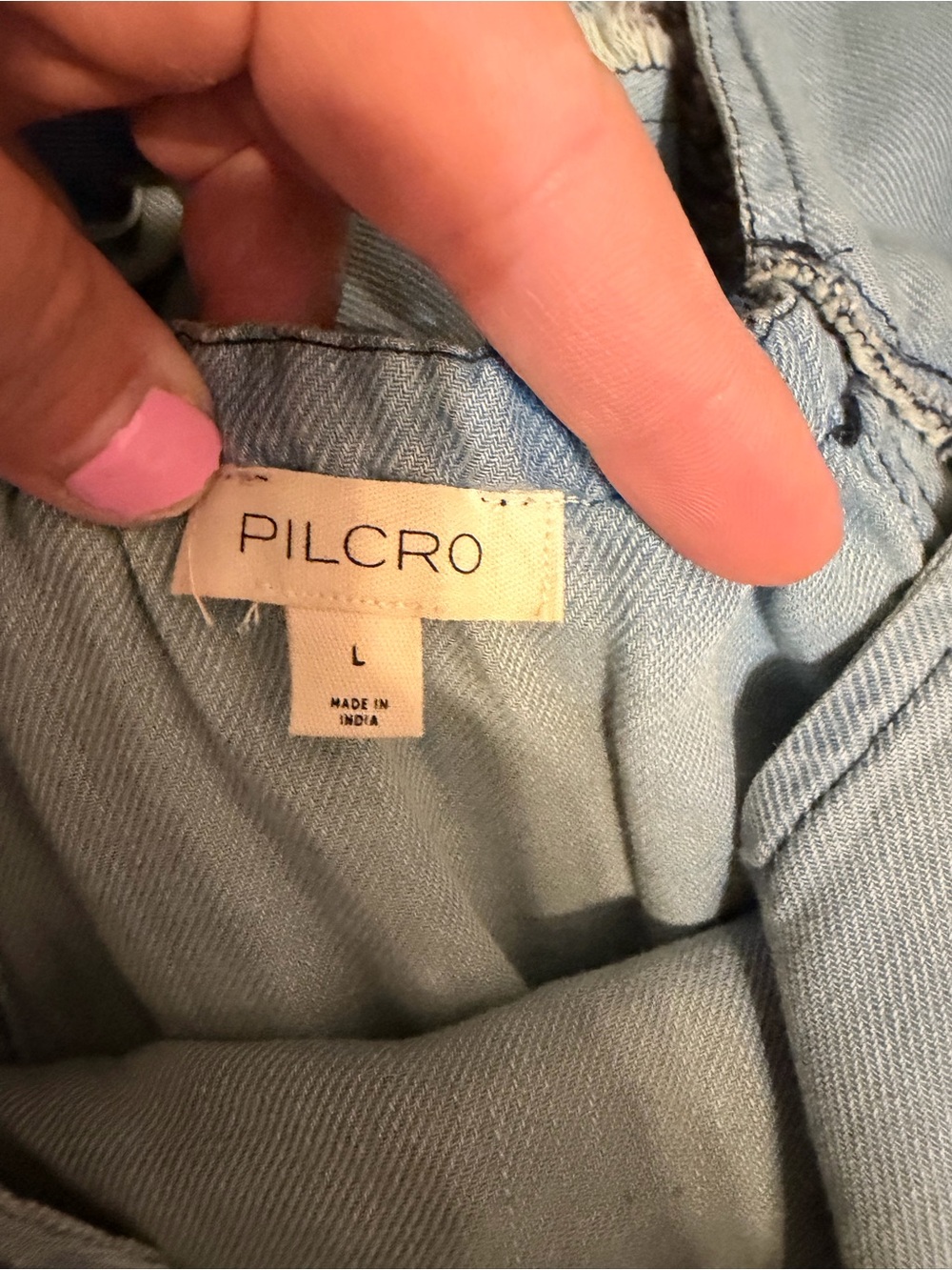 Pilcro Anthropologie Tiered Ruffle Denim Midi Dress Blue Boho Western L - Picture 6 of 7
